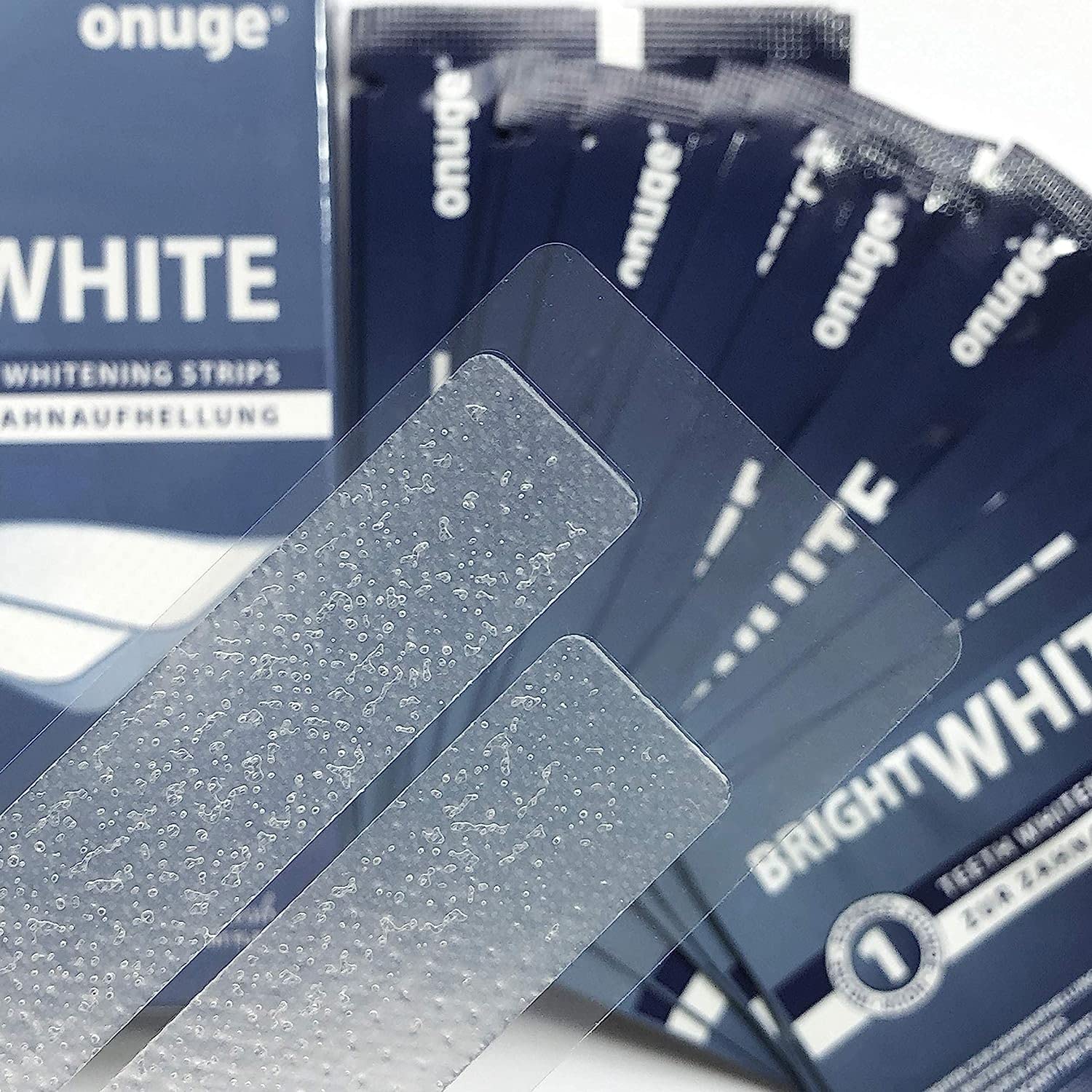 Onuge Bright White Teeth Whitening Strips - Peroxide-Free for Sensitive Teeth - 28 Strips (14 Day Treatment) - Professional Dental Care for Home Use - Perfect for Weddings, Job Interviews & Special Occasions