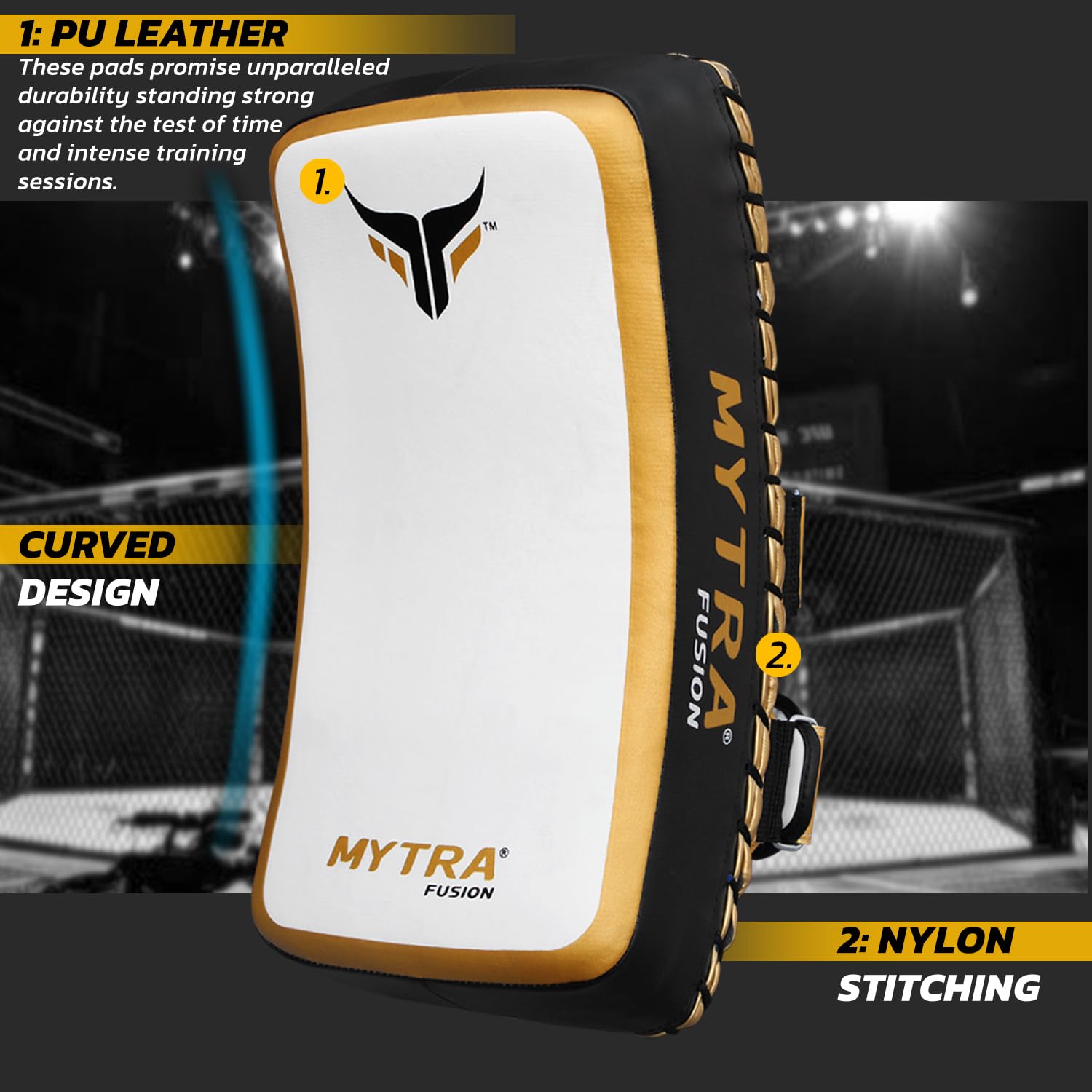 Mytra Fusion Muay Thai Pads - Premium Curved Punching Pads for Boxing, Kickboxing, MMA & Martial Arts Training - Perfect for Home Gym, Combat Sports & Fitness Workouts