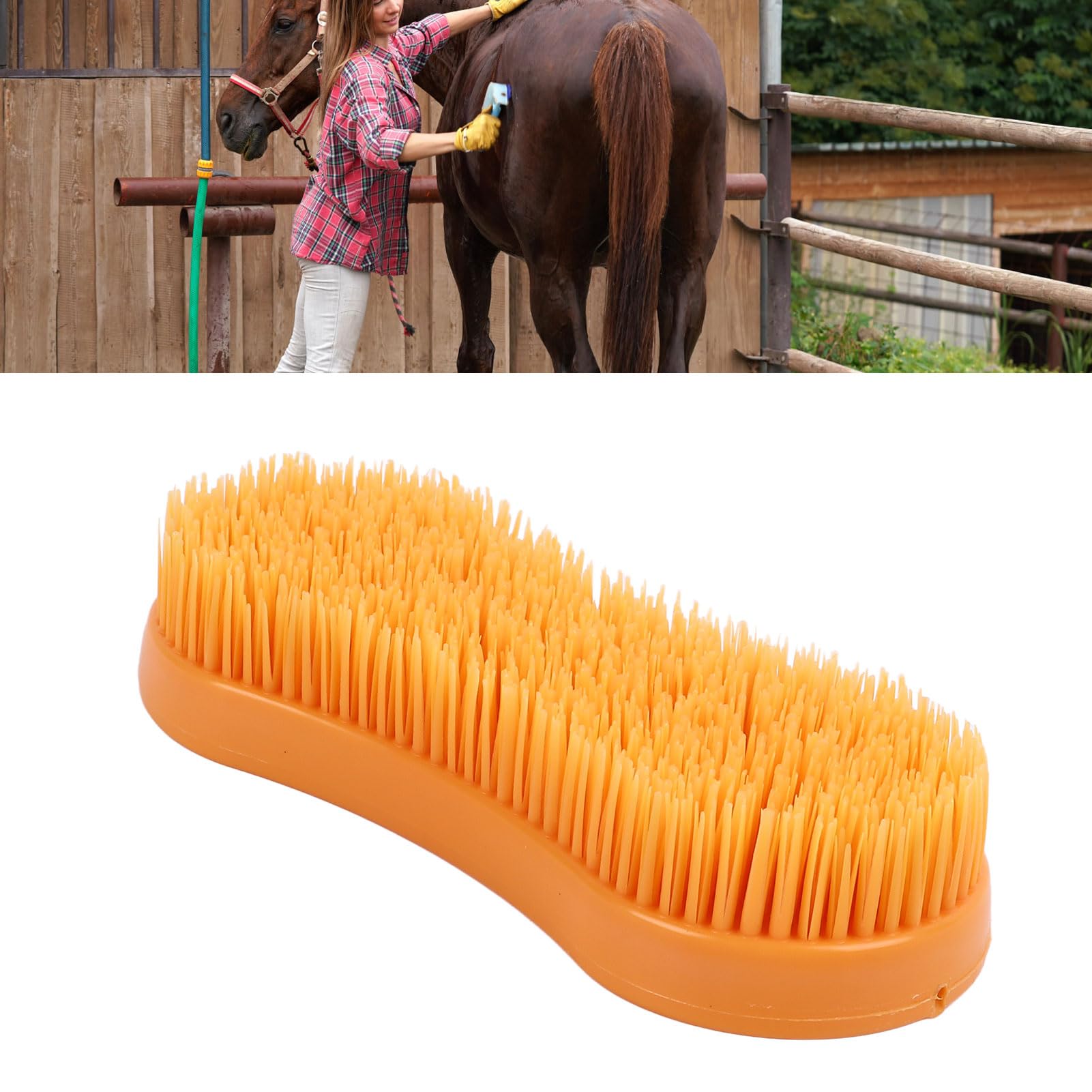 Premium Horse Grooming Brush - Ergonomic Pet Massage Comb for Horse Cleaning & Care | Detangling & Shining Coat | Perfect for Stable, Show & Trail Riding Prep