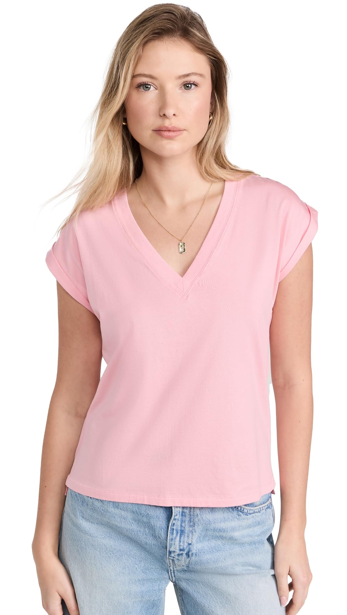 FRAME Women's Easy V-Neck T-Shirt - Soft Cotton Casual Tee for Everyday Wear | Perfect for Work, Weekend & Layering