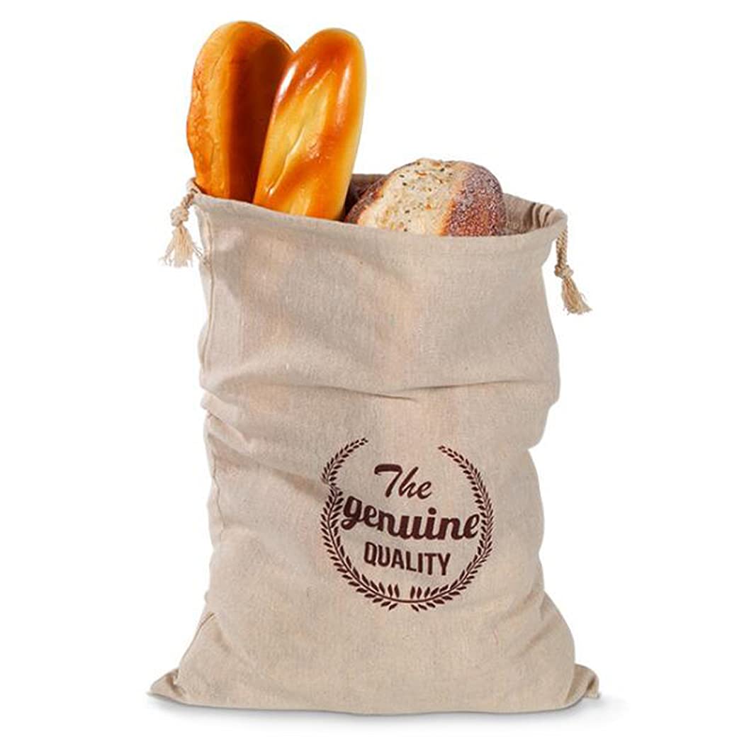Hoshen 2 Pack Reusable Cotton Bread Bags for French Baguette - Eco-Friendly Food Storage Drawstring Pouches in Green & Red - Perfect for Picnics, Bakeries & Home Kitchen Use