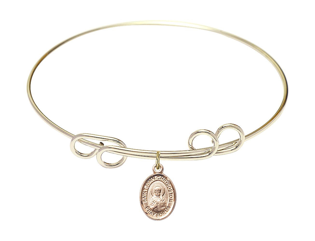 F A Dumont 8 Inch Round Double Loop Bangle Bracelet with St. John Licci Charm - Elegant Jewelry for Women, Perfect for Parties, Weddings & Everyday Wear