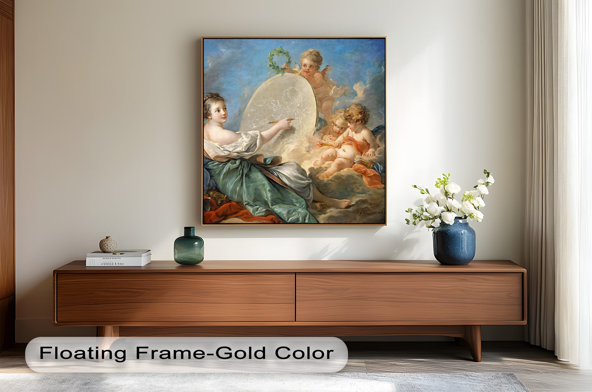Rococo Oil Painting - Allegory of Art and Innocence | Hand-Painted Canvas Artwork for Home Decor & Wall Art | Perfect for Living Room, Bedroom, or Office