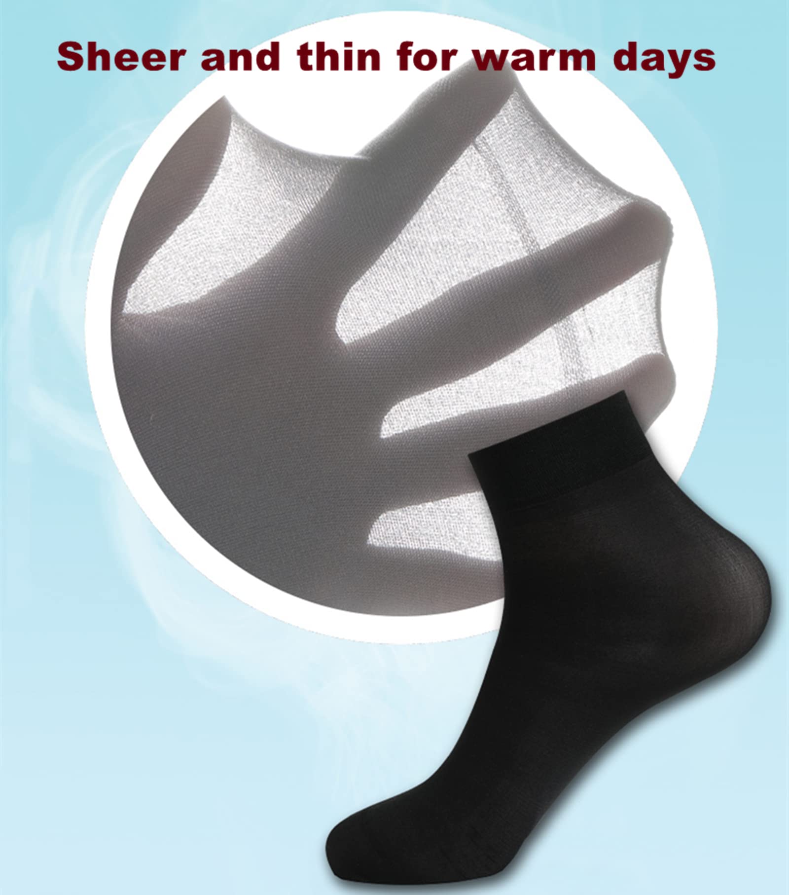 SVLFTecon 20 Pack Unisex Silk Sheer Crew Socks - Ultra Thin, Breathable Dress Socks for Men & Women - Soft Athletic Socks for Work, Running & Daily Wear