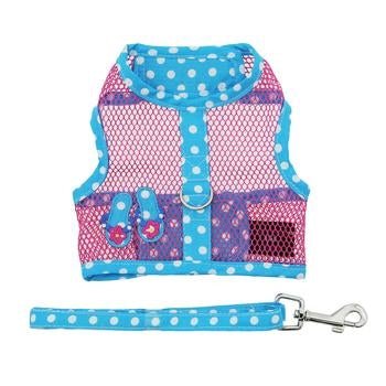 Cool Mesh Dog Harness - Under the Sea Collection with Pink & Blue Flip Flop Design | Breathable & Adjustable Pet Vest for Small Medium Dogs | Perfect for Beach Walks & Summer Adventures