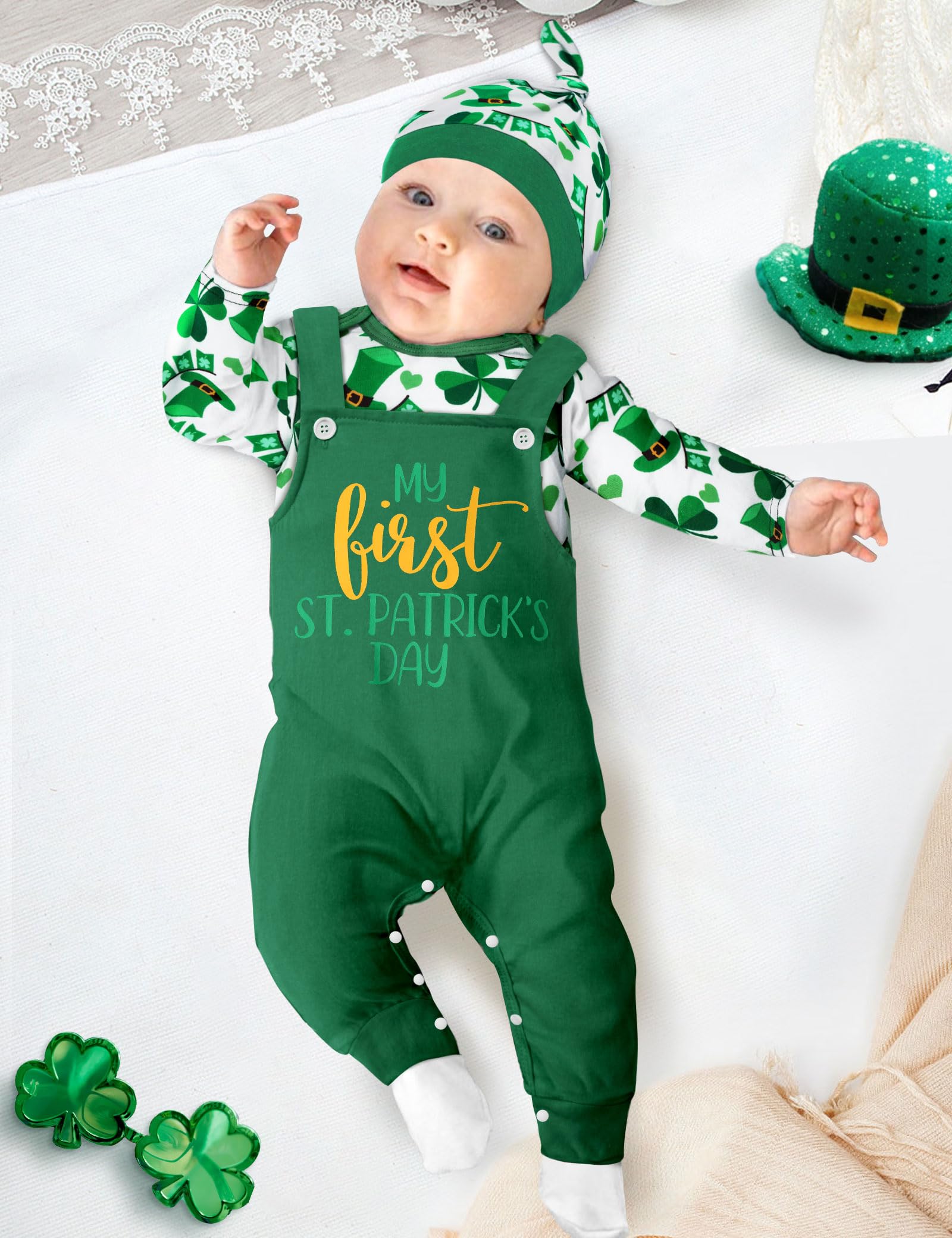 My First St. Patrick's Day Outfit for Baby Boy - Shamrock Green Onesie & Pants Set - Perfect for Holiday Photos & Family Celebrations
