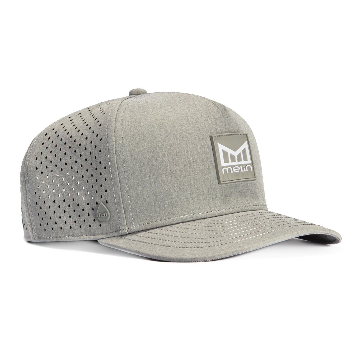 Melin Odyssey Stacked Hydro Snapback Hat - Heather Grey Adjustable Baseball Cap for Men & Women | Perfect for Outdoor Activities, Sports, and Casual Wear