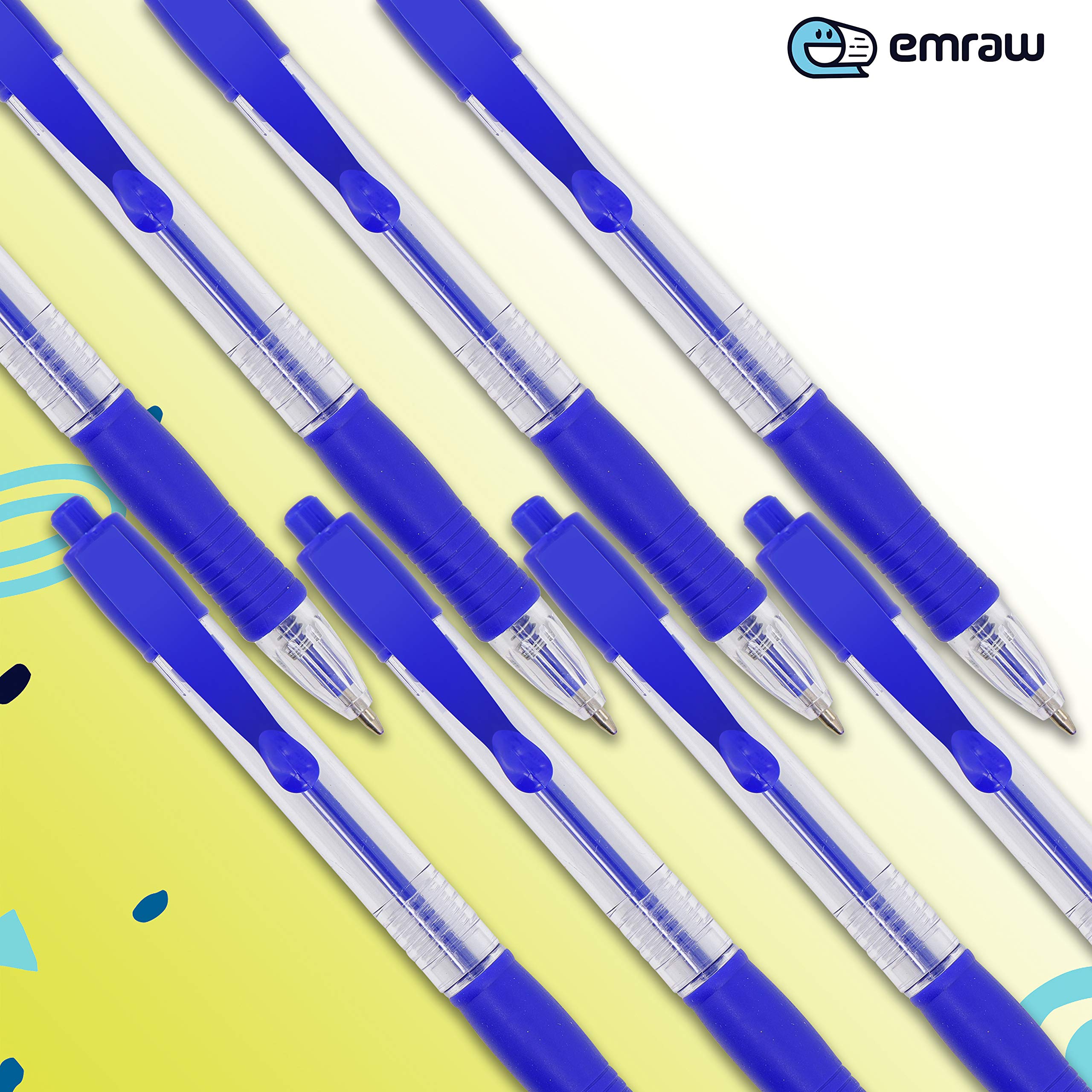 Emraw 4 Blue Retractable Ballpoint Pens - Smooth Writing, Comfort Grip, Stylish Design for Home, School, Office & Workspace - Perfect for Note Taking, Journaling & Daily Tasks (Pack of 2)