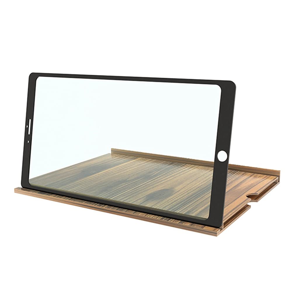 12 Inch Wood Grain Phone Screen Magnifier - Horizontal & Vertical Dual View HD 3D Video Enhancer for Movies, Gaming & Presentations - Portable Mobile Projector for Home & Office Use