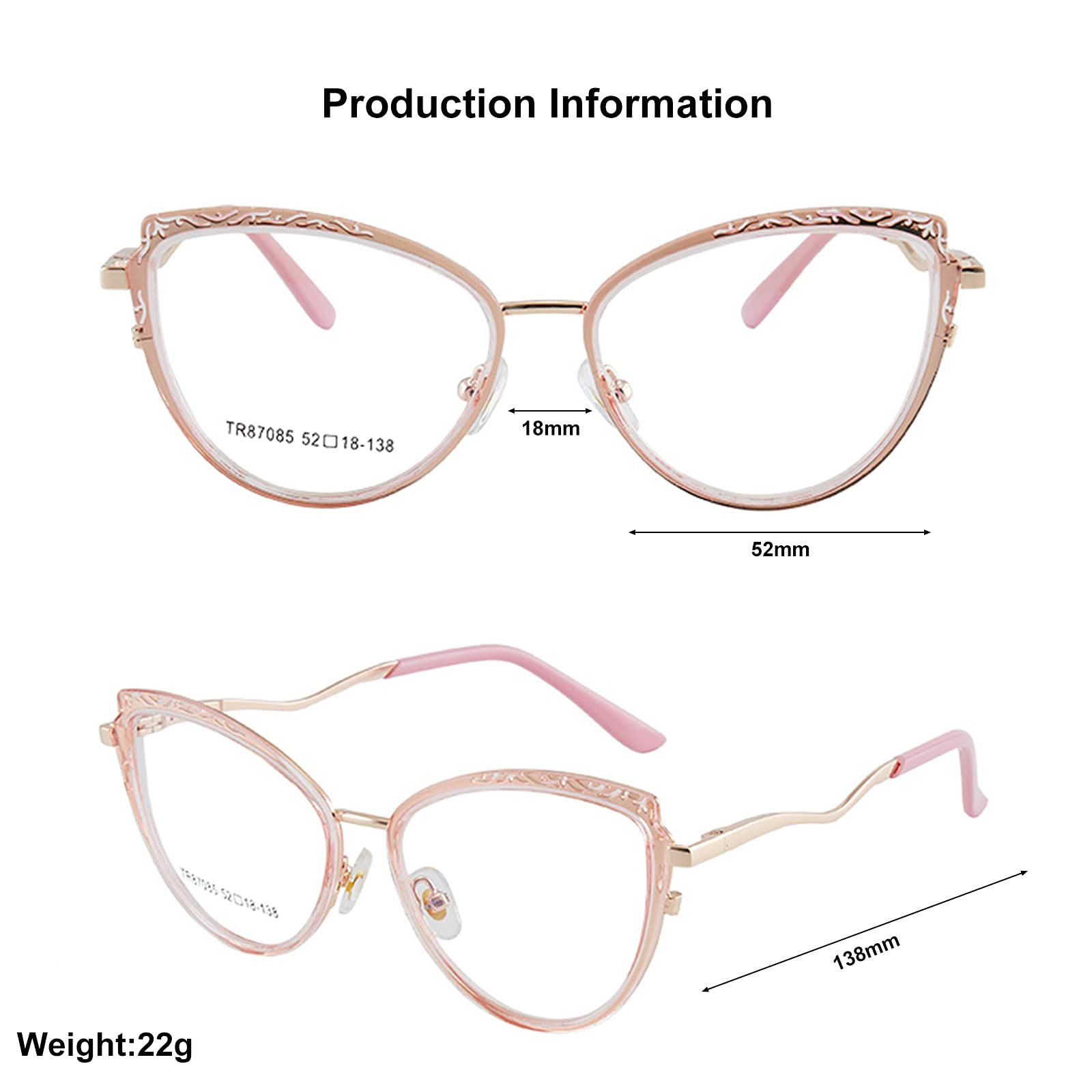 Blue Light Blocking Glasses for Women - TR90 Cat Eye Computer Glasses with Anti-UV & Anti-Glare Protection - Perfect for Office Work, Gaming & Digital Screen Use
