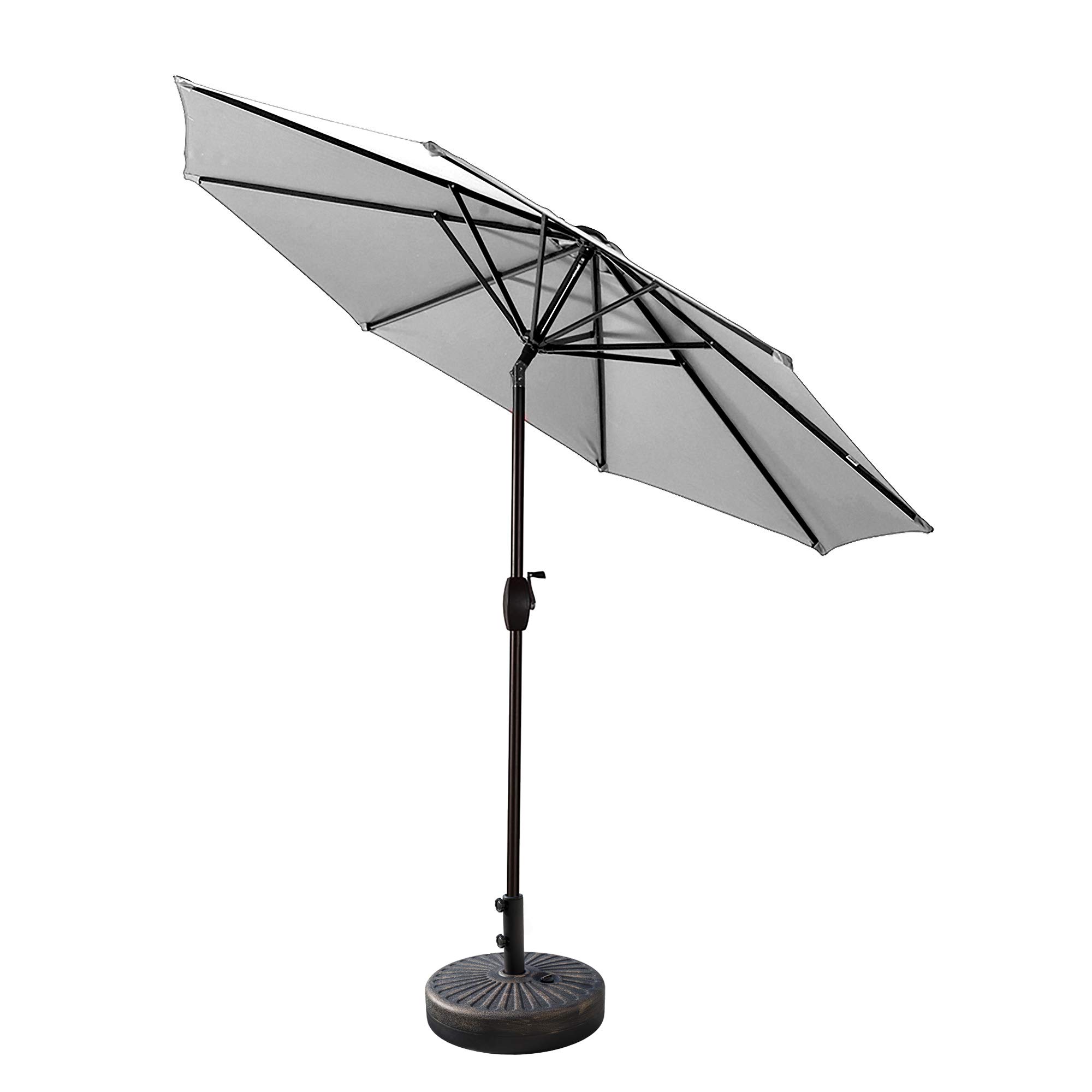 WestinTrends 9 Foot Outdoor Patio Market Umbrella with Bronze Round Base - White | Heavy Duty Sun Shade for Backyard, Poolside, Beach & Restaurant Use