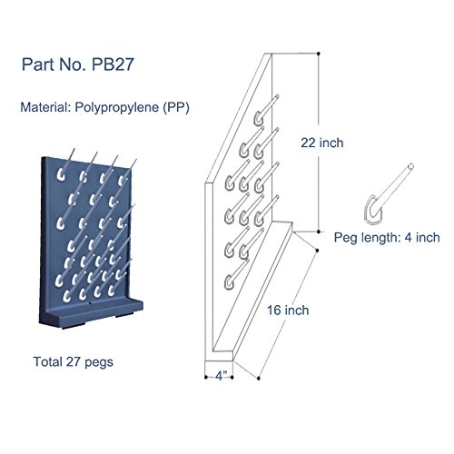 27-Peg Black Pegboard Laboratory Glassware Drying Rack - Wall Mount & Bench-Top Organizer for Chemistry Labs, Home Brewing & Science Experiments