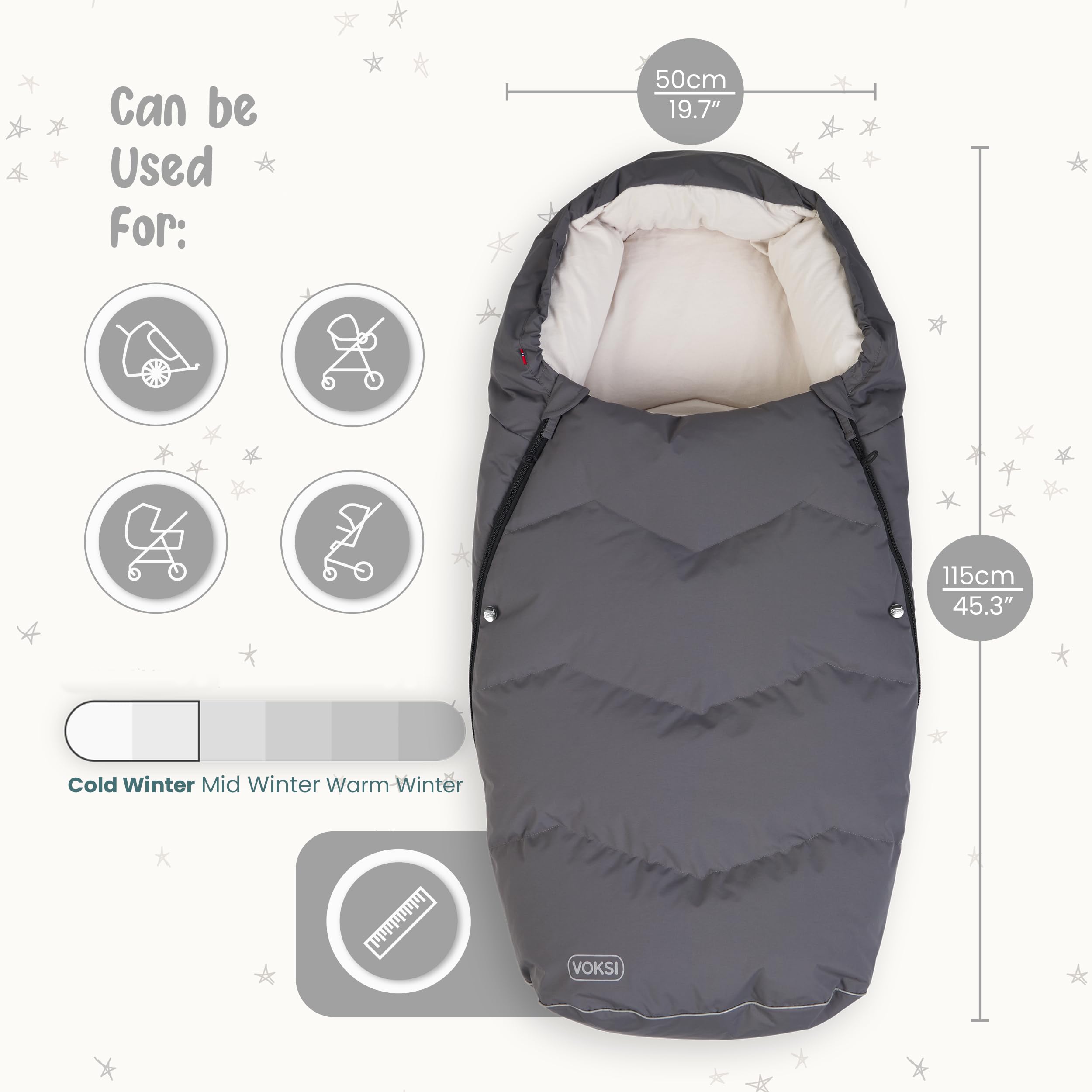 Premium Stroller Footmuff - Natural Wool & Down with High Insulation - Extendable Baby Stroller Cover for Winter - Urban 2025 Norway Design - Perfect for Cold Weather & Outdoor Walks with Your Baby