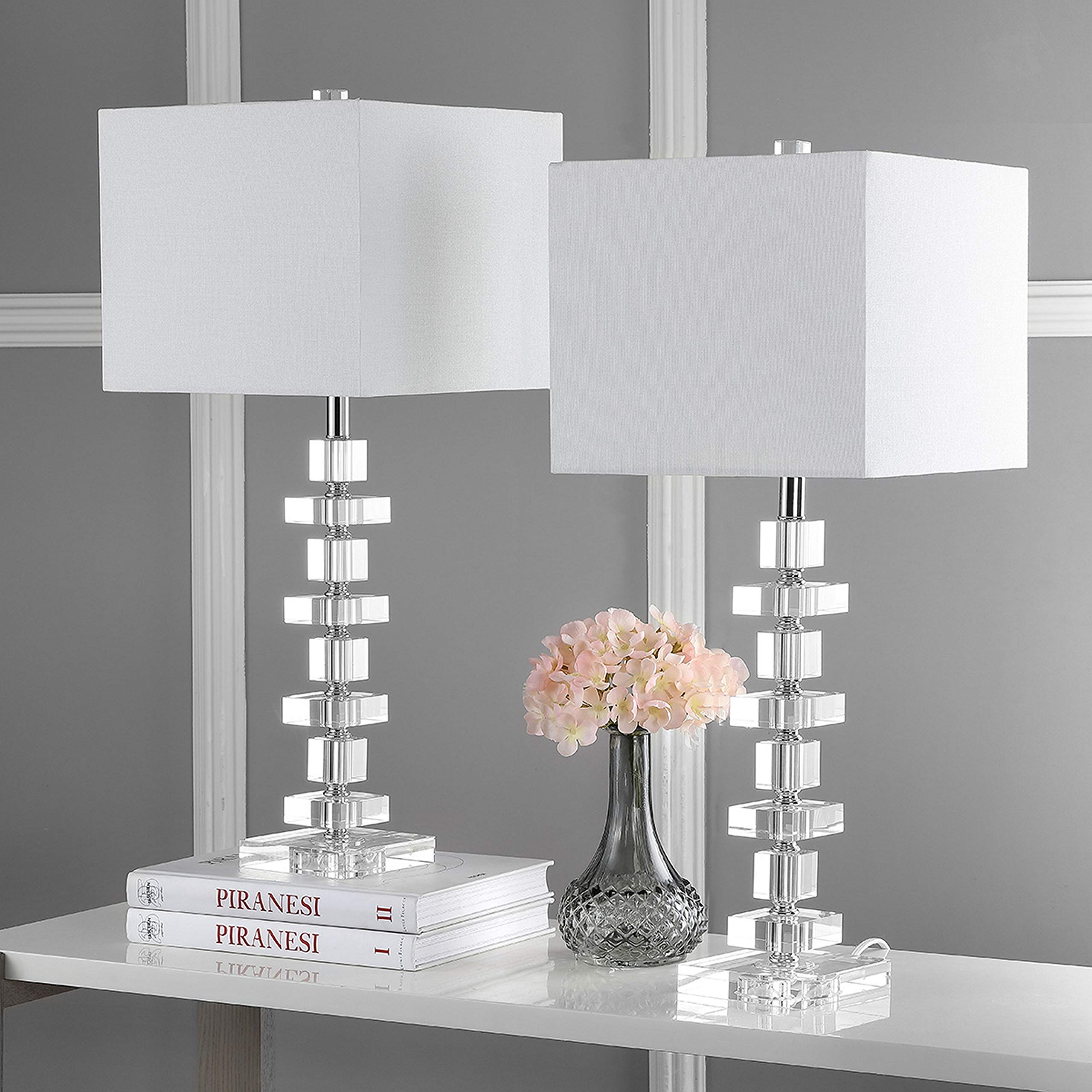 SAFAVIEH Modern Deco 28-inch Table Lamp Set of 2 with LED Bulbs - Stylish Lighting for Bedroom, Living Room & Home Office - Perfect for Nightstand, Reading Nook or Workspace Ambience