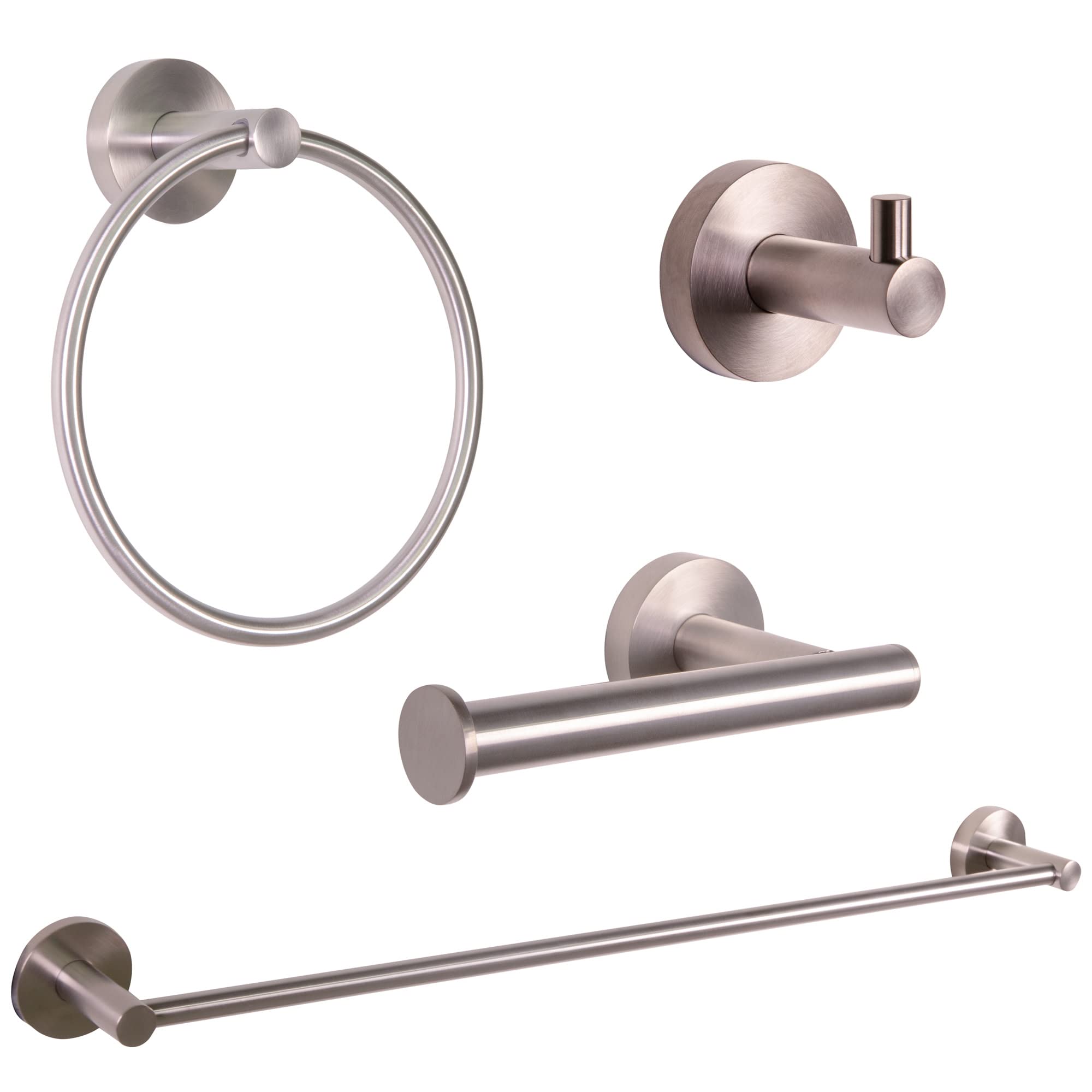 Design House 188433-SN Kelton 4-Piece Bathroom Accessory Set in Satin Nickel Finish - Perfect for Modern Bathroom Decor & Spa-Like Experience