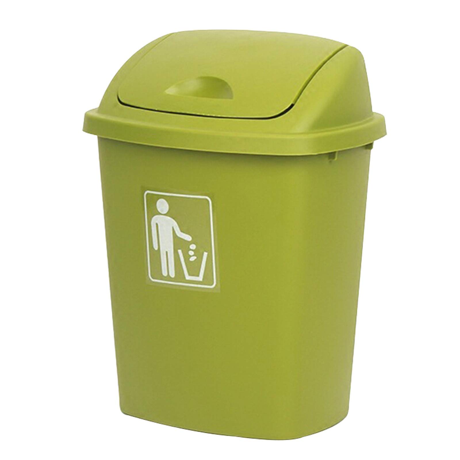 Large Outdoor Trash Can with Swing Lid - 50 Gallon Commercial Garbage Bin for Garage, Yard & Business Use | Heavy-Duty Plastic Waste Basket with Secure Lid for Indoor/Outdoor Recycling & Waste Management