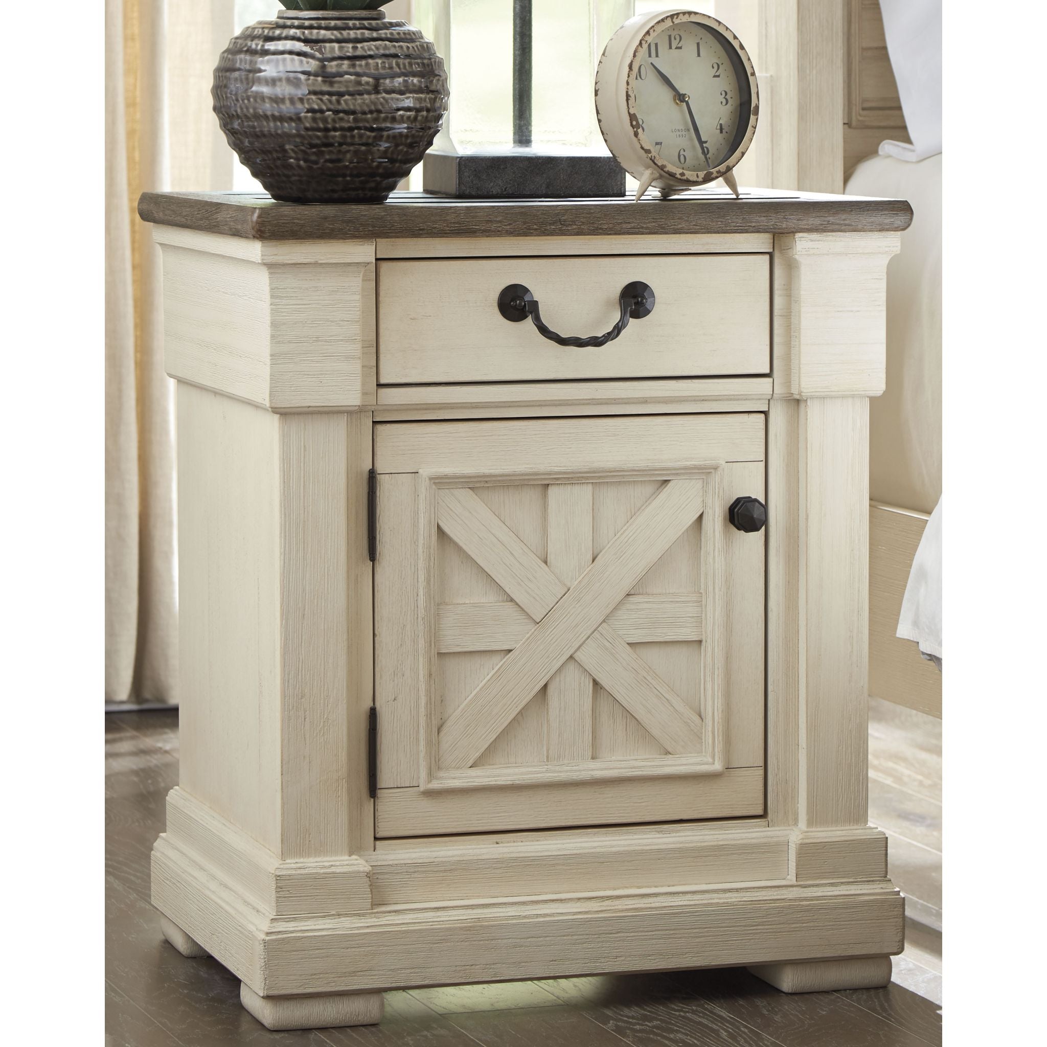 Bolanburg White Nightstand - Modern Bedside Table with Drawer for Bedroom, Living Room & Guest Room - Compact Storage Solution for Small Spaces