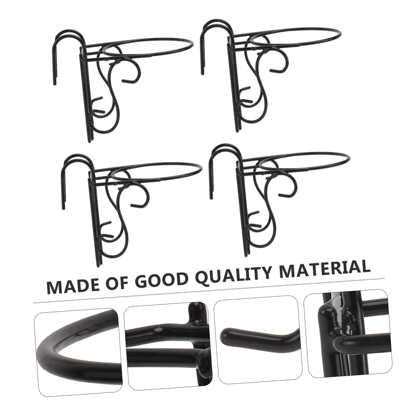 4-Pack Black Iron Flower Pot Hangers - Wall Mount Plant Hook Brackets for Orchids, Vases & Shelves | Indoor/Outdoor Garden Decor, Balcony & Patio Hanging Solution