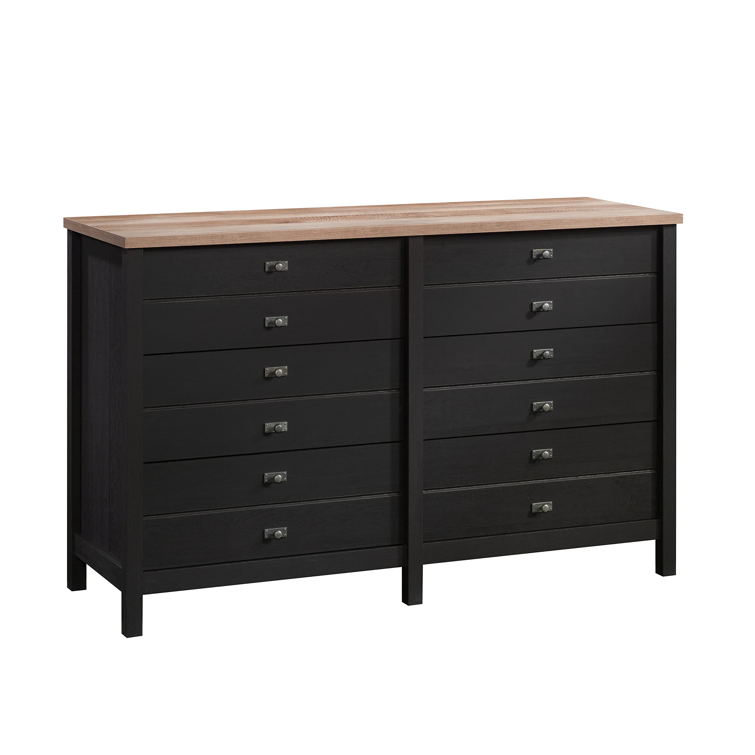 Sauder Cottage Road 6-Drawer Bedroom Dresser in Raven Oak Finish - Stylish Wooden Chest of Drawers for Bedroom Storage & Organization