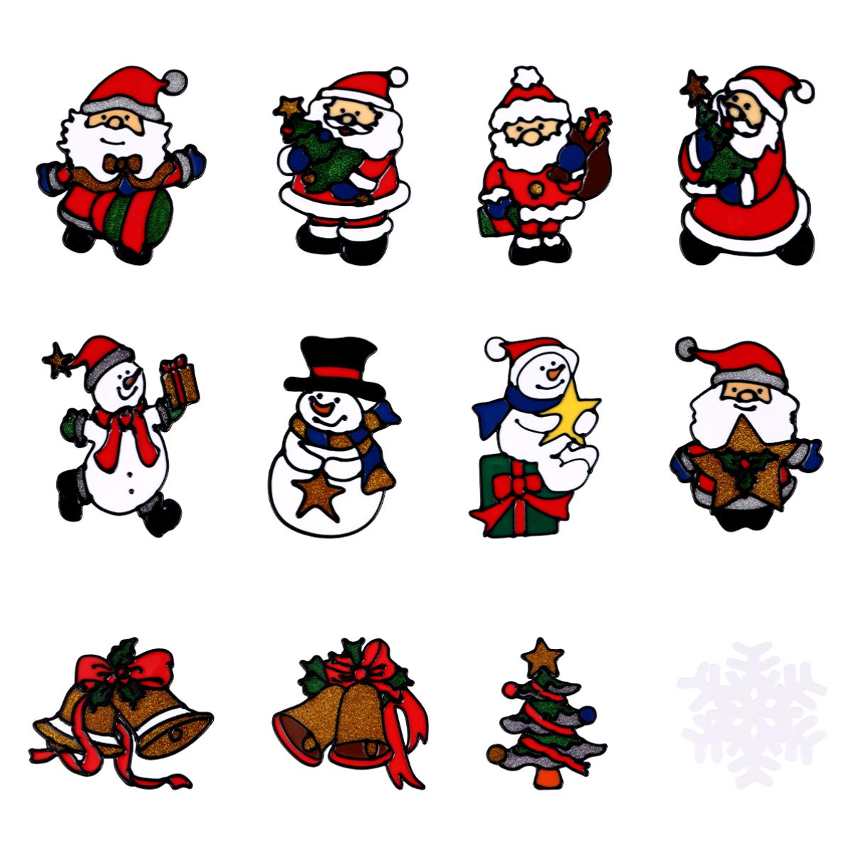 ARTIBETTER 12pcs Christmas Wall Stickers Set - Christmas Tree, Santa, Snowman & Bell Window Decals - DIY Holiday Home Decor for Living Room, Bedroom & Office - Perfect for Xmas Party, Winter Decorations & Gift Giving