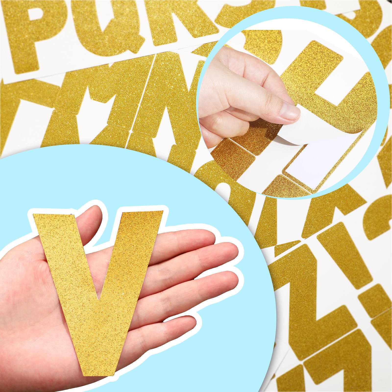 Harloon 232 Pcs Large Glitter Letter Stickers - 24 Sheets Big Font Alphabet Self-Adhesive Letters Kit for Mailbox, Bulletin Boards, Classroom & Home Decor (Gold, 4 Inch) - Perfect for DIY Crafts, Scrapbooking, Party Decorations & School Projects