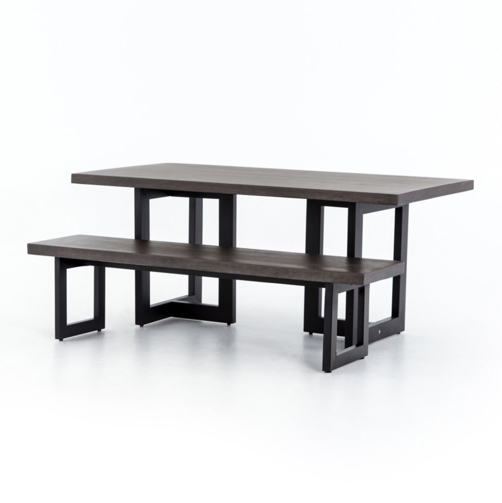 Judith Outdoor Dining Table - Black Lavastone Patio Set for Garden, Poolside & Backyard Entertaining