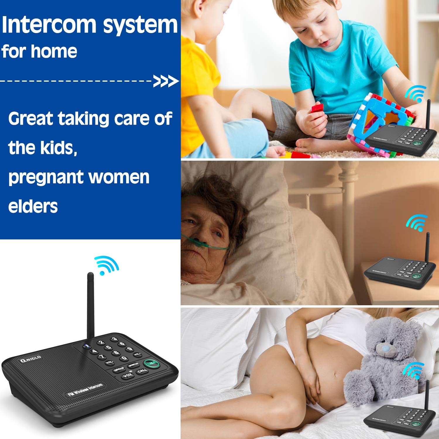 Wireless Intercom System for Home & Business - 5280ft Long Range, 2-Way Communication, Room Monitor - Ideal for Offices, Houses, and Large Properties