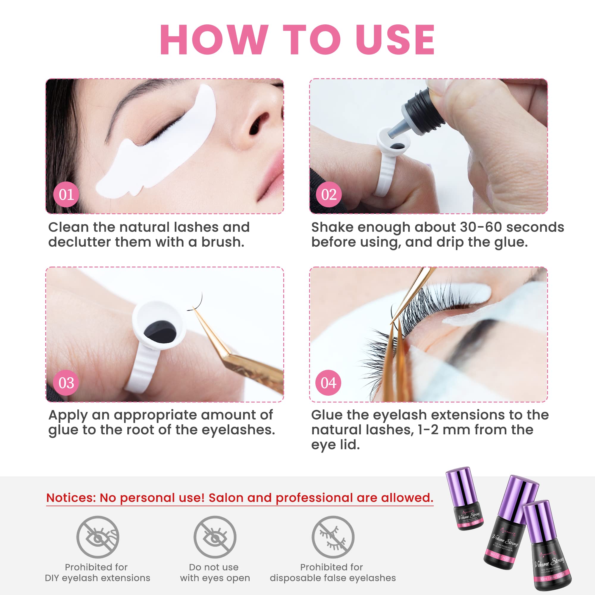 2ml Black Eyelash Extension Glue - Extra Fast Drying in 1-2 Seconds, Strong Hold Lasts 5-8 Weeks - Professional Volume Lash Adhesive for Individual Extensions - Perfect for Salon Use & DIY Home Lash Applications