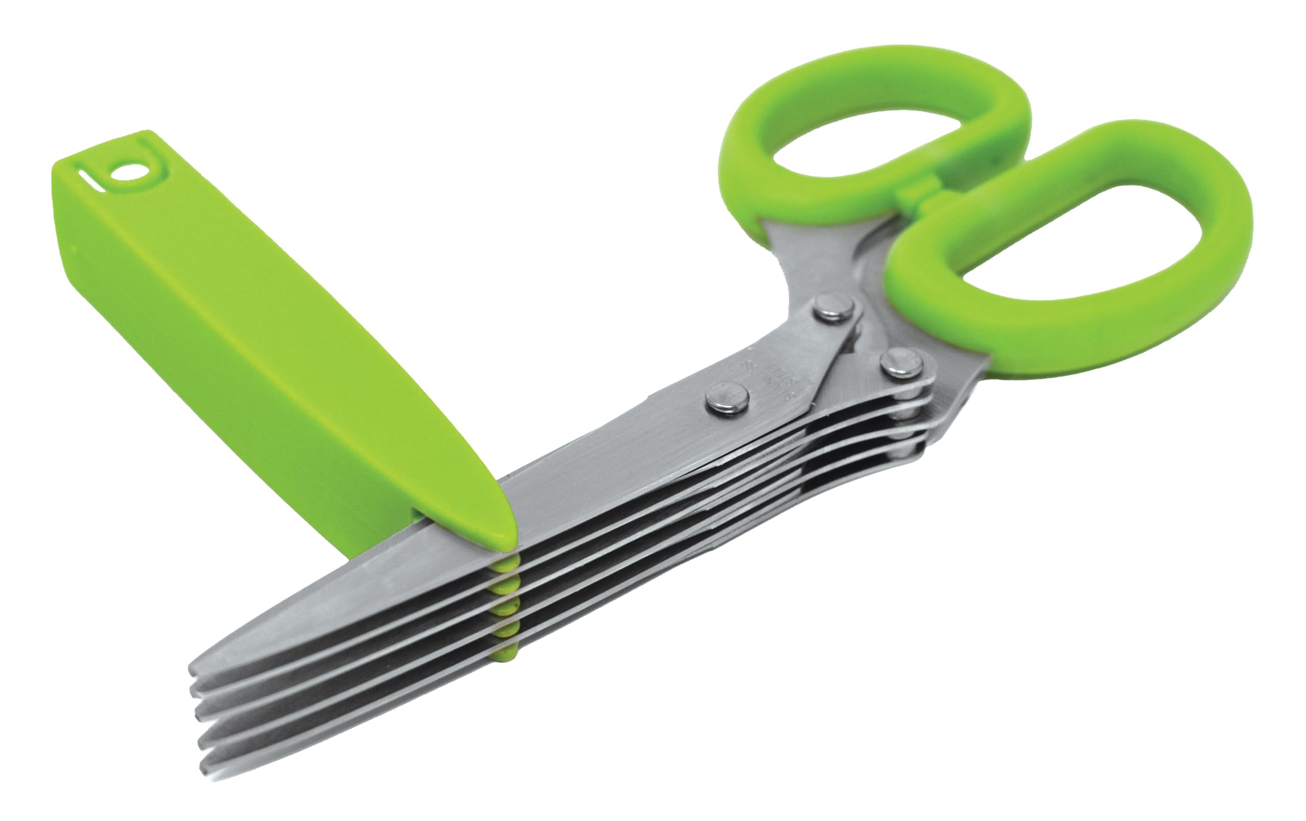 Norpro 8-inch Multi Blade Herb Scissors with Blade Cleaner - Green Kitchen Shears for Fresh Herbs, Parsley, Basil, Cilantro - Perfect for Cooking, Salad Prep & Garnishing