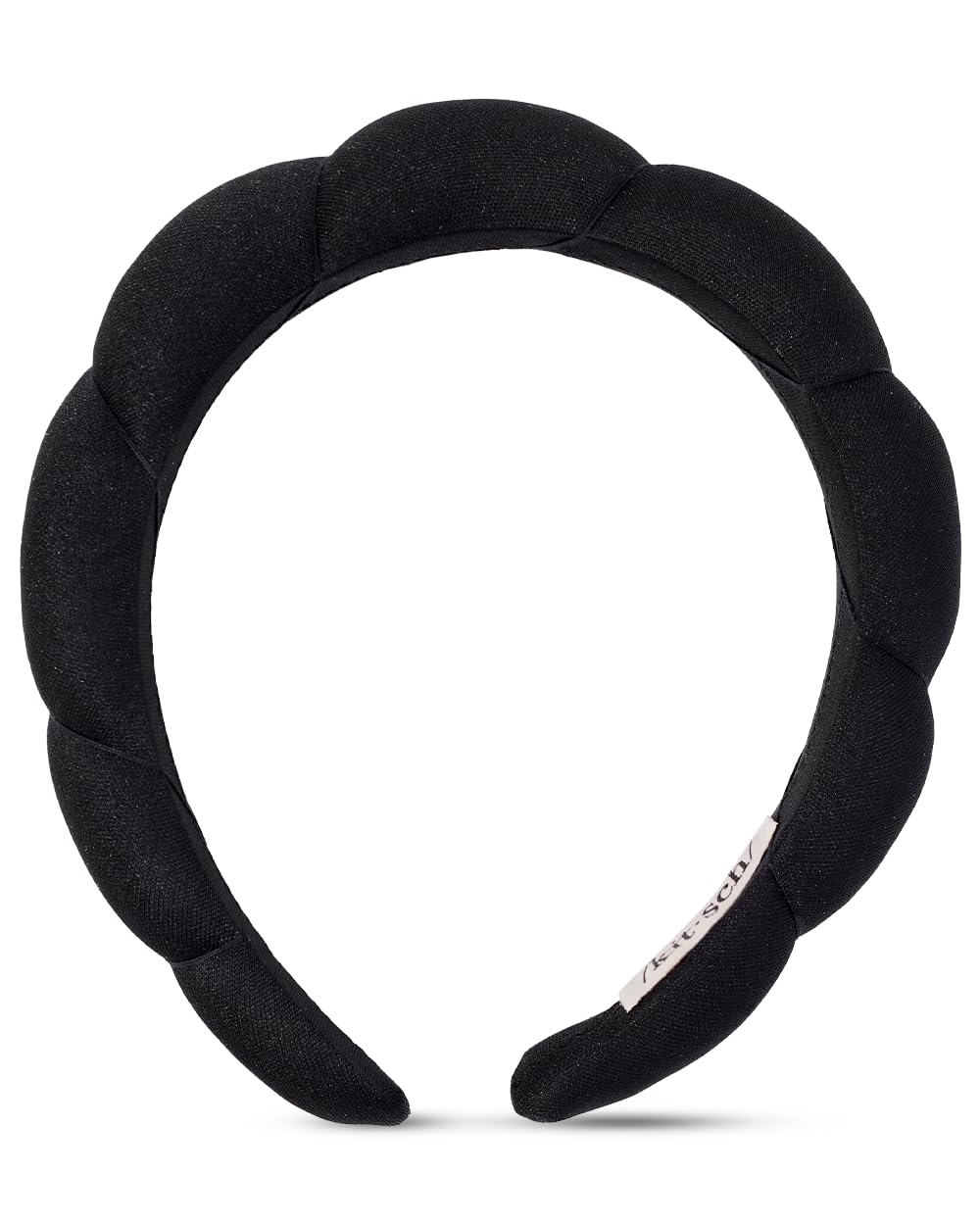Kitsch Puffy Headband for Women & Girls - Soft Recycled Fabric Hair Accessory for Face Washing, Skincare & Self Care (Black, 1Pc) - Perfect for Spa Days, Makeup Routine & Relaxation at Home