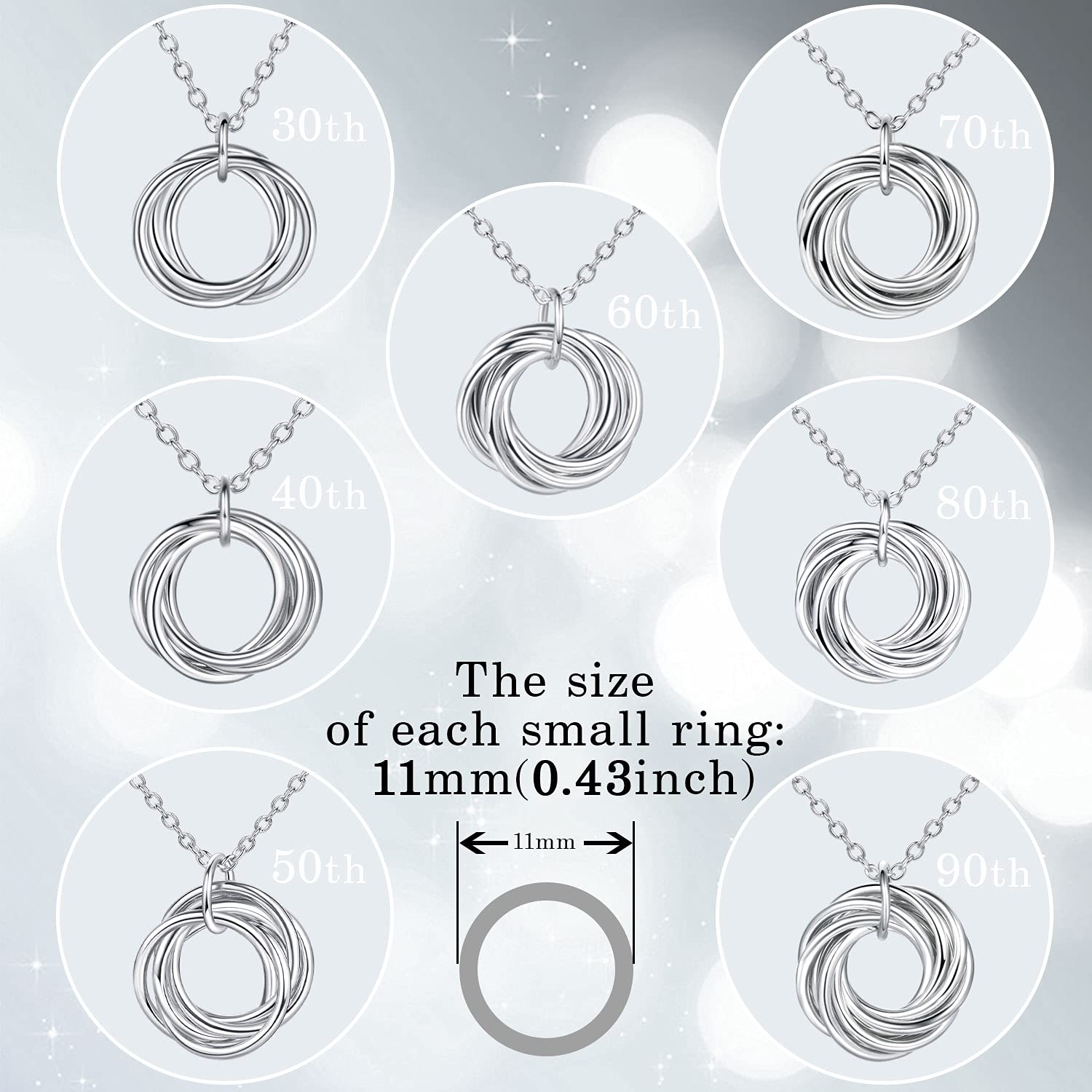 30th 40th 50th 60th 70th 80th 90th Birthday Gifts for Women - 925 Sterling Silver Happy Birthday Necklace Jewelry | Perfect for Milestone Celebrations, Anniversary Presents & Special Occasion Gifts