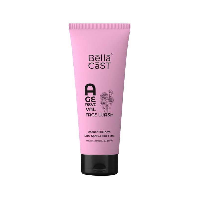 BellaCast Age Revival Natural Face Wash with Sandalwood, Orange & Cucumber - 100ml for All Skin Types | Reduces Dullness, Dark Spots & Fine Lines | Gentle Daily Cleanser for Glowing Skin at Home or Travel