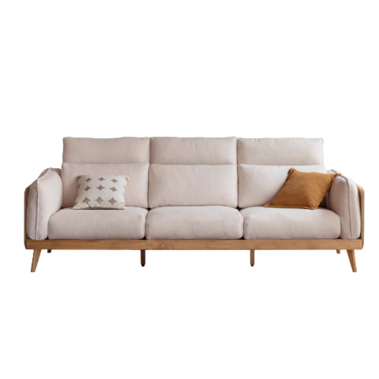 Premium Black Walnut & Ash Solid Wood Genuine Leather Down Sofa - Luxury Handcrafted Couch for Living Room, Lounge & Office Comfort