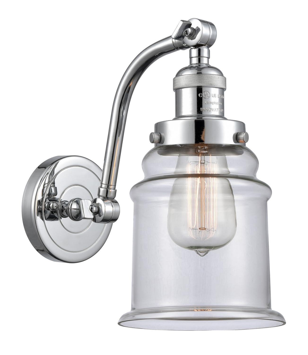Innovations 515-1W-PC-G182-LED Vintage Dimmable LED Wall Sconce Light Fixture - 1 Light, Polished Chrome Finish - Perfect for Bedroom, Living Room & Hallway Lighting