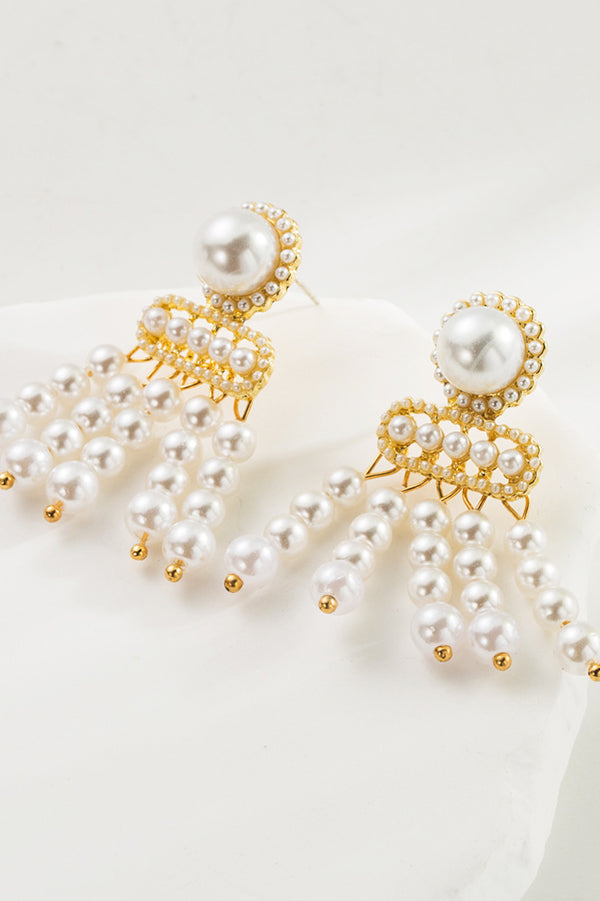 Elegant Pearl Tassel Drop Earrings for Women - Vintage Dangle Jewelry for Party, Wedding & Special Occasions