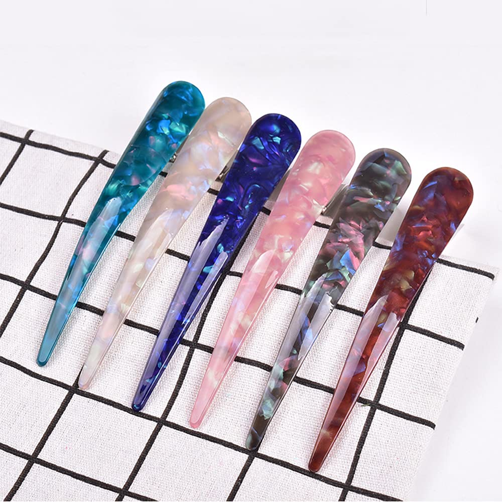 6Pcs Duck Teeth Bows Hair Clips - Acrylic Duckbill Hair Clips Mixed Colors, Fashionable Claw Hair Beak Barrettes for Women & Girls - Perfect for Parties, Weddings & Daily Styling
