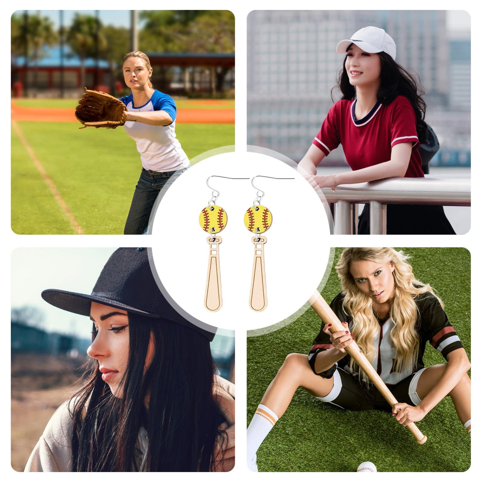 Custom Personalized Name Baseball Earrings for Women - 2.17 Inch Sports Jewelry - Creative Dangle Earrings for Baseball Fans, Moms & Daughters - Perfect for Games, Gifts & Everyday Wear
