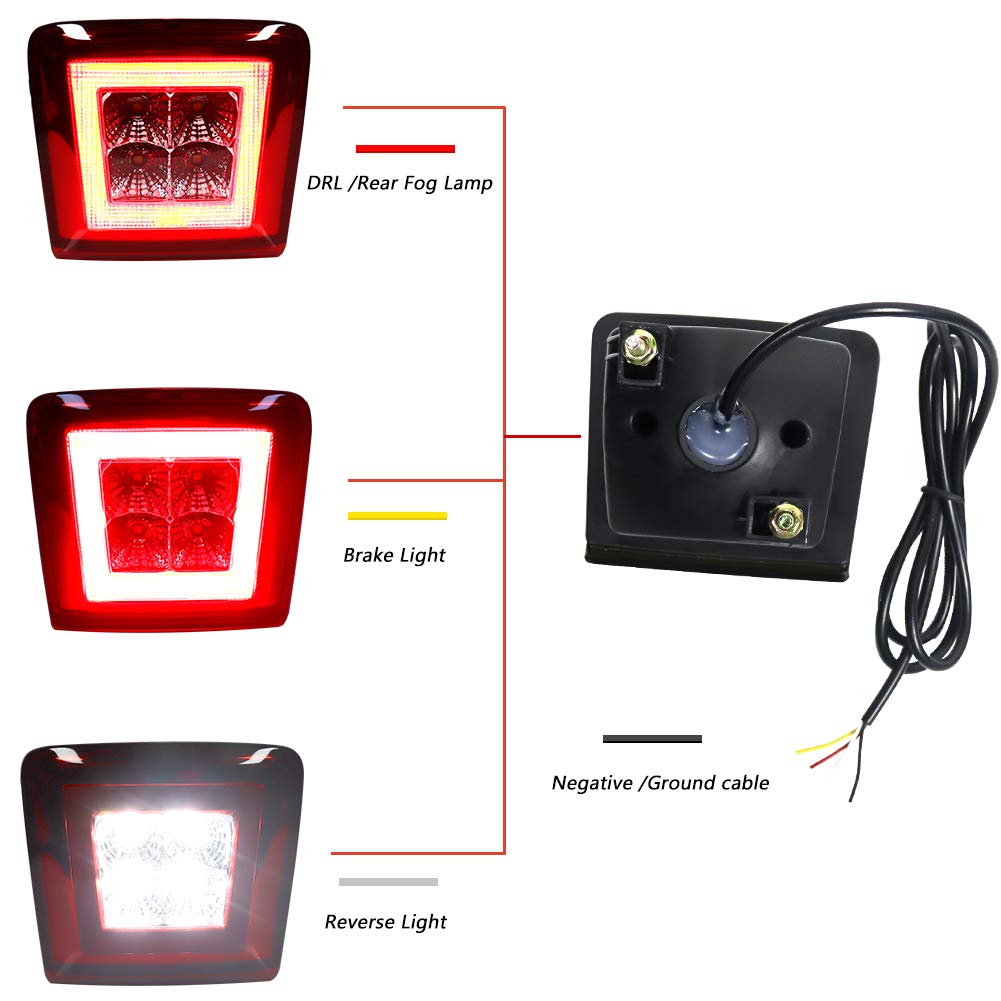 Red Clear Lens Full LED Rear Bumper Fog Light Kit - Compatible with 2009-2019 Nissan 370Z & 2013-2017 Nissan Juke Nismo - High Visibility Safety Lighting for Night Driving & Bad Weather Conditions