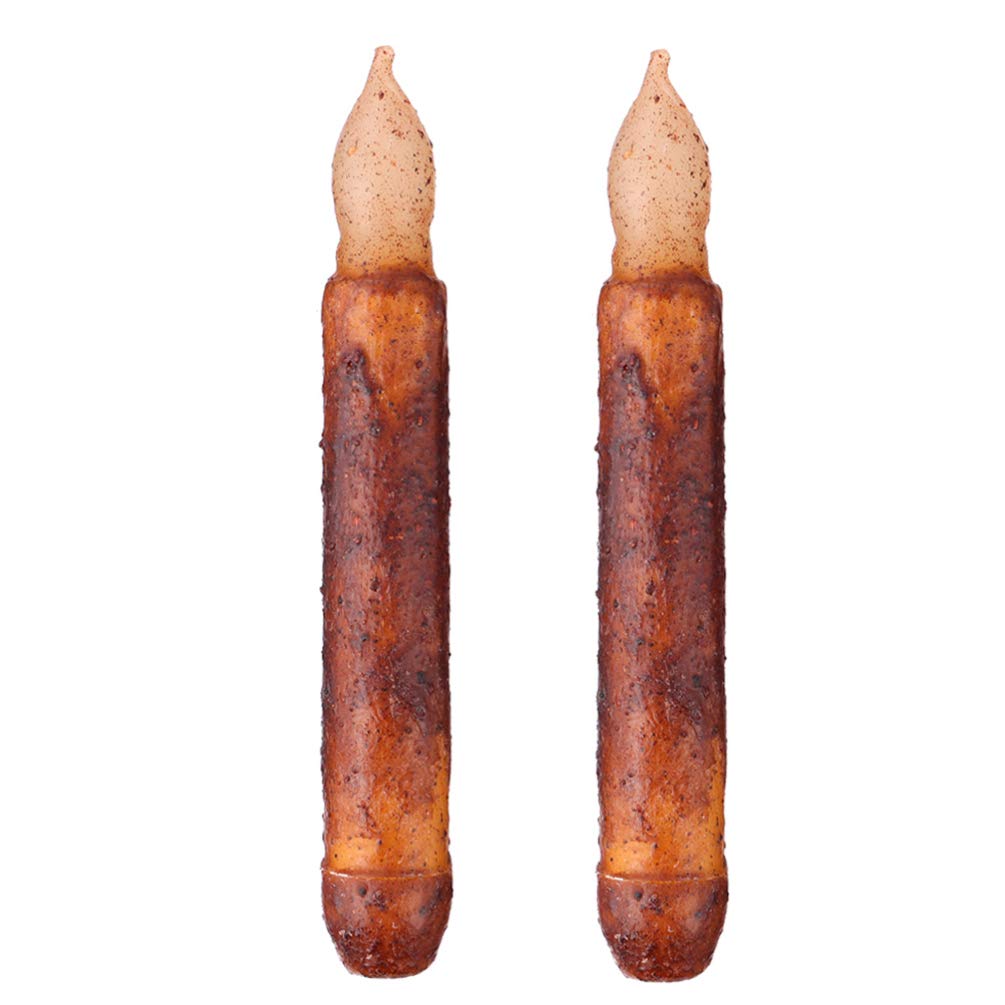 OSALADI 2-Pack Vintage LED Flameless Candles - Battery Operated Flickering Candles for Halloween Decor, Home, Hotel & Bar - Haunted House Party Supplies (Brown) - Perfect for Spooky Atmosphere & Romantic Ambiance