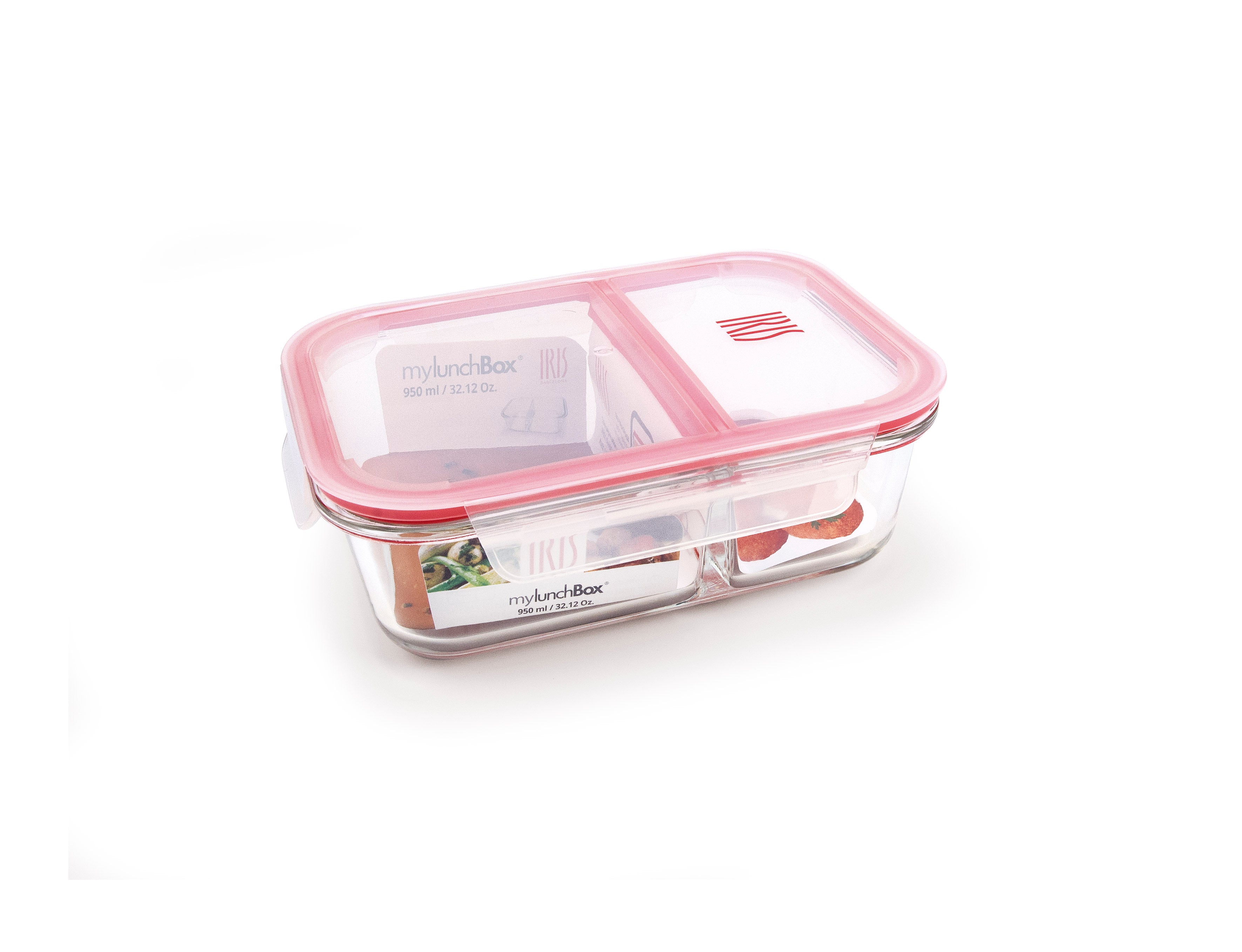 Divided Glass Food Storage Container Set - 1360ml (530ml + 830ml) for Meal Prep, Leftovers & Kitchen Organization - BPA Free Airtight Containers