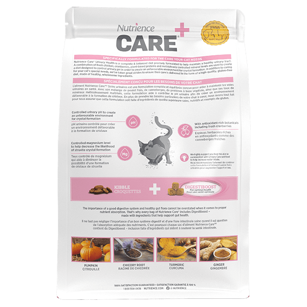 Nutrience Care+ Urinary Health Dry Cat Food for Adult Cats - High Protein, Low Magnesium Formula - Supports Kidney & Bladder Health - Ideal for Indoor Cats & Urinary Tract Issues