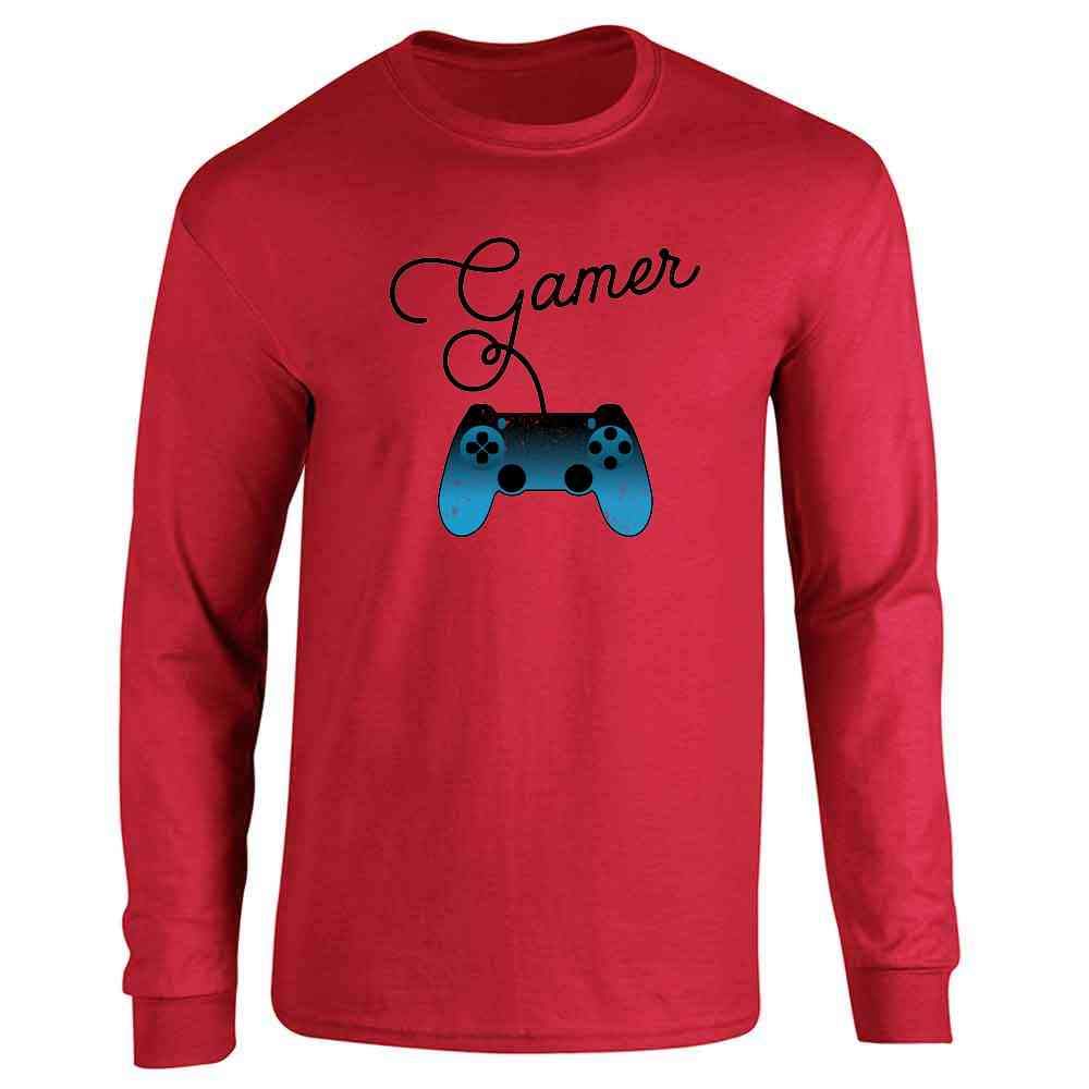 Pop Threads I'm a Gamer PS Controller Video Games Long Sleeve T-Shirt - Gaming Enthusiast Apparel for Casual Wear & Game Nights