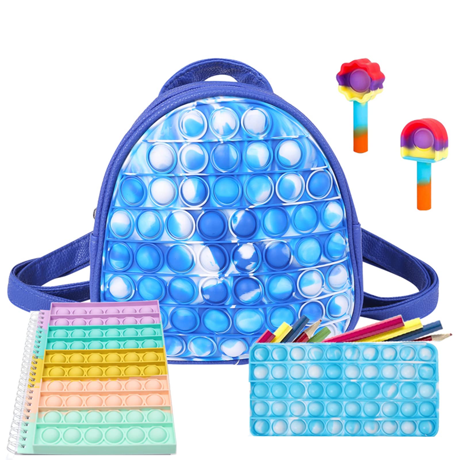 **FUFUCAILLM Fidget Pop Backpack - Adjustable Shoulder Bag with Push Bubble Sensory Toy for Stress Relief, School, Travel & Outdoor Activities (A-3)**