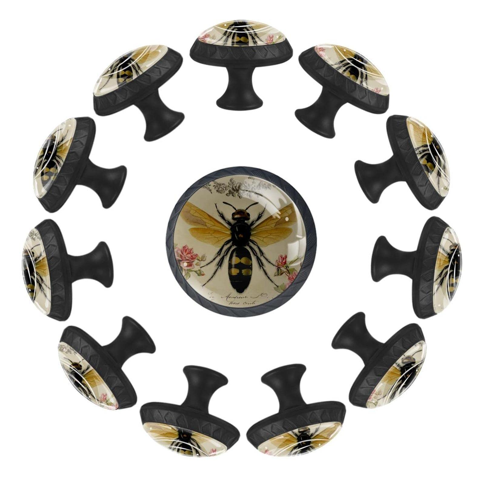 12-Piece Honey Bee Crystal Cabinet Knobs - 35mm Clear Diamond Drawer Pulls for Kitchen, Bathroom, Dresser & Cupboard - Perfect for Home Decor & DIY Furniture Upgrade
