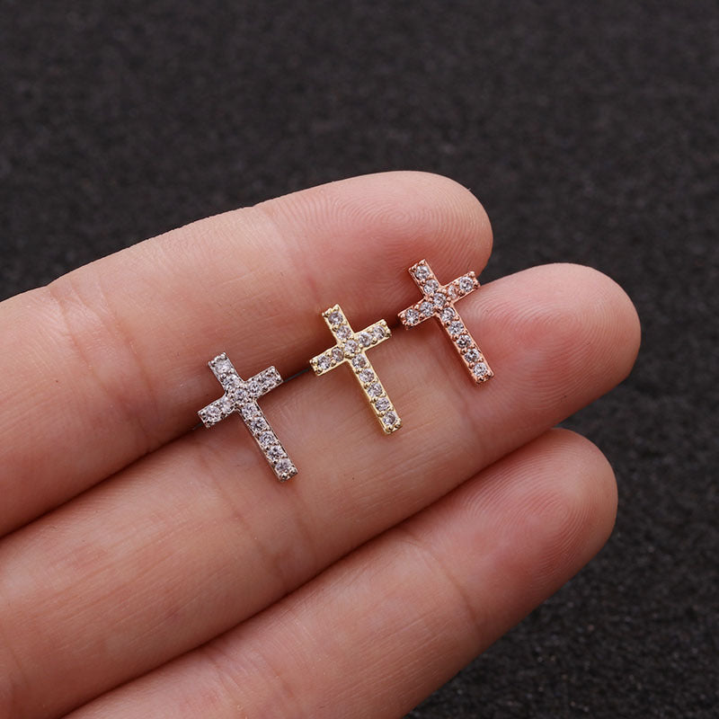 20G Cross Star Helix Earrings Stud - Hypoallergenic Surgical Steel Cartilage Piercing Jewelry for Women | Perfect for Everyday Wear, Parties & Gifts | HSPJ1934