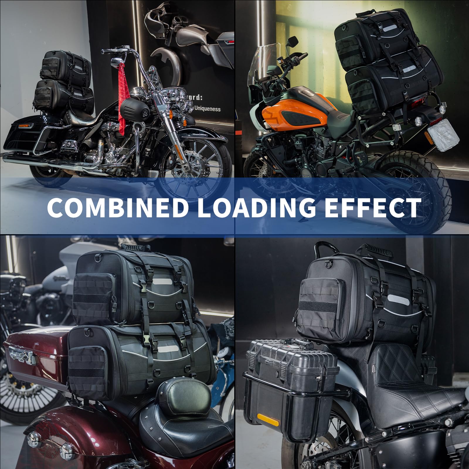 **Universal Motorcycle Travel Luggage - 60-85L Expandable Tail Bag (15-22 Gallon) | All-Weather Rack Bag, Sissy Bar Bag & Helmet Storage | Waterproof Tour Pack Backpack with 6 Straps & Cover | Ideal for Long-Distance Riding, Camping & Adventure Trips**