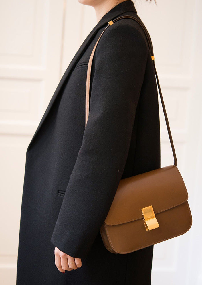 Celine Medium Brown Smooth Calfskin Box Shoulder Bag - Luxury Leather Handbag for Women | Perfect for Work, Travel & Everyday Use
