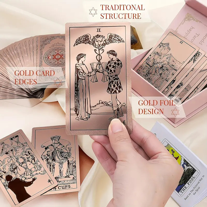 Rose Gold Tarot Cards Set - Premium Divination Deck with Guidebook for Beginners & Professionals | Perfect for Psychic Readings, Meditation & Spiritual Growth