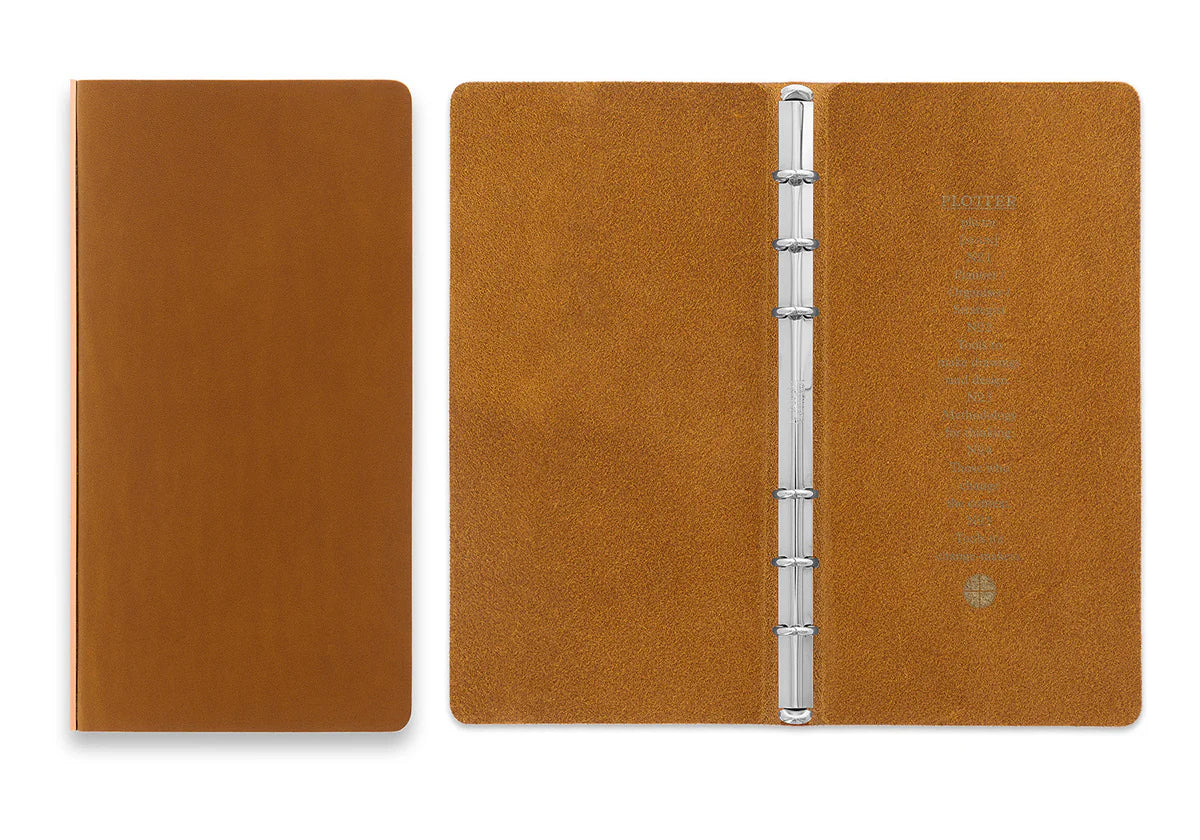 Premium PLT5012 Narrow 6-Ring Leather Binder for Plotter Liscio - Professional Organizer for Business, School & Office Documents | A5 Size Refillable Planner Notebook