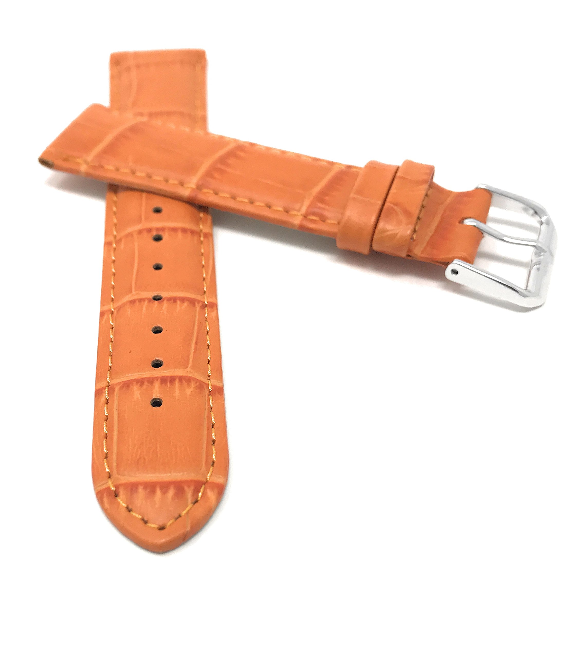 Italian Leather Watch Band 16mm - Orange Alligator Strap for Women | Dress & Casual Wear